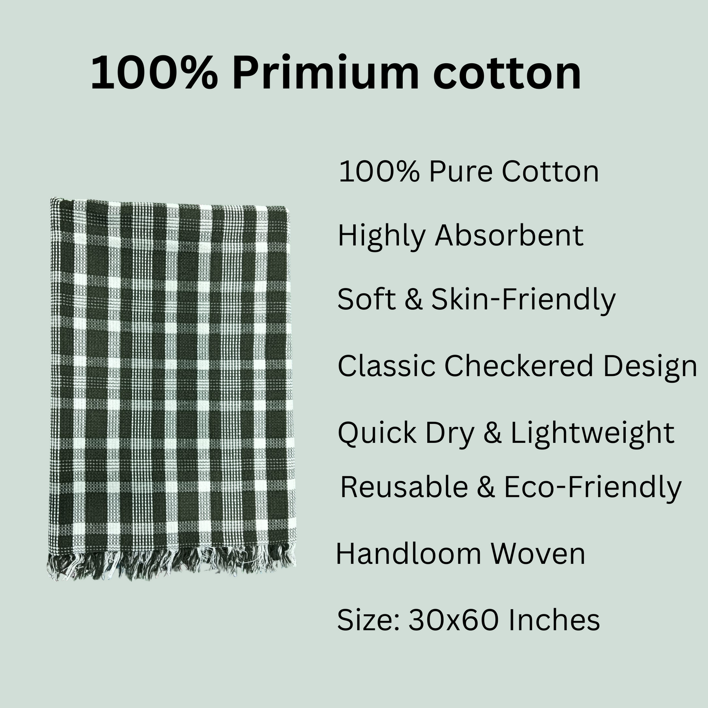 Premium Checks Cotton Bath Towels – 30x60 inches