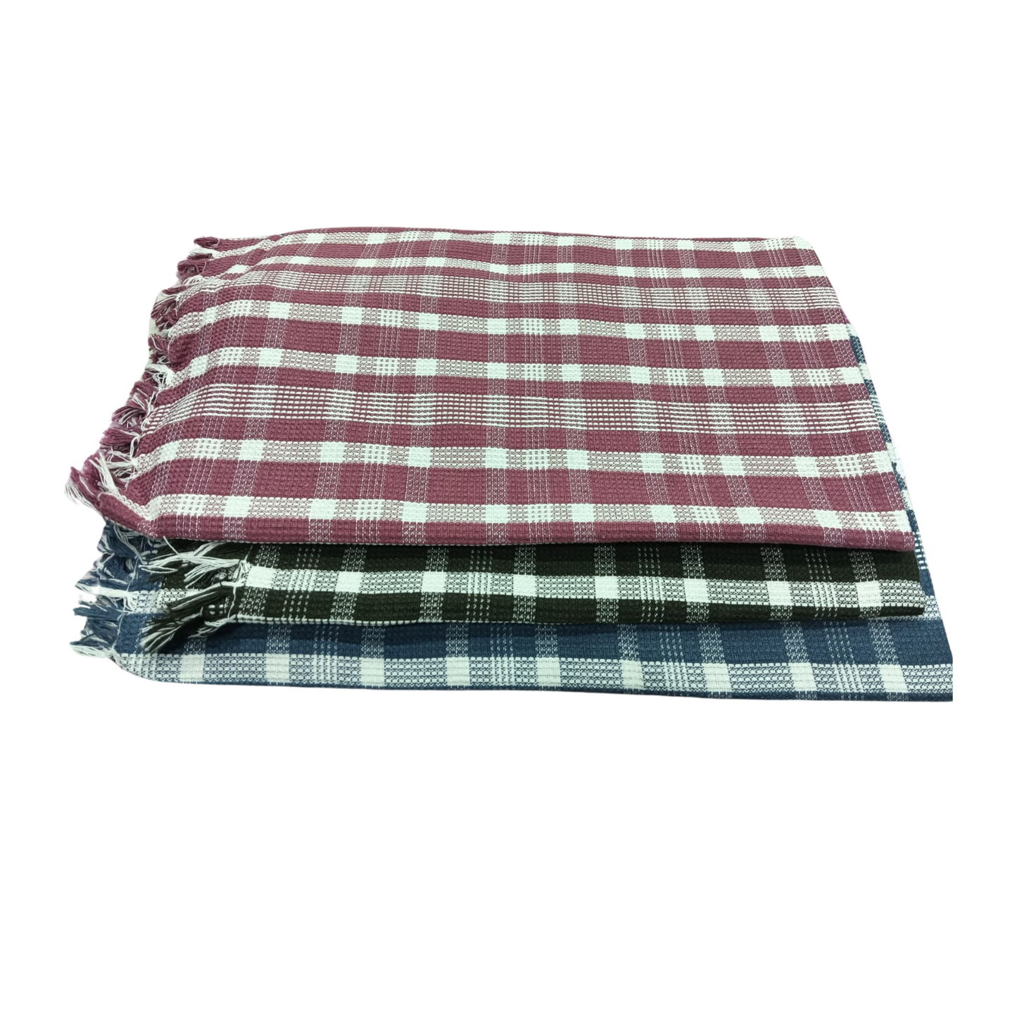 Premium Checks Cotton Bath Towels – 30x60 inches (Pack of 3)
