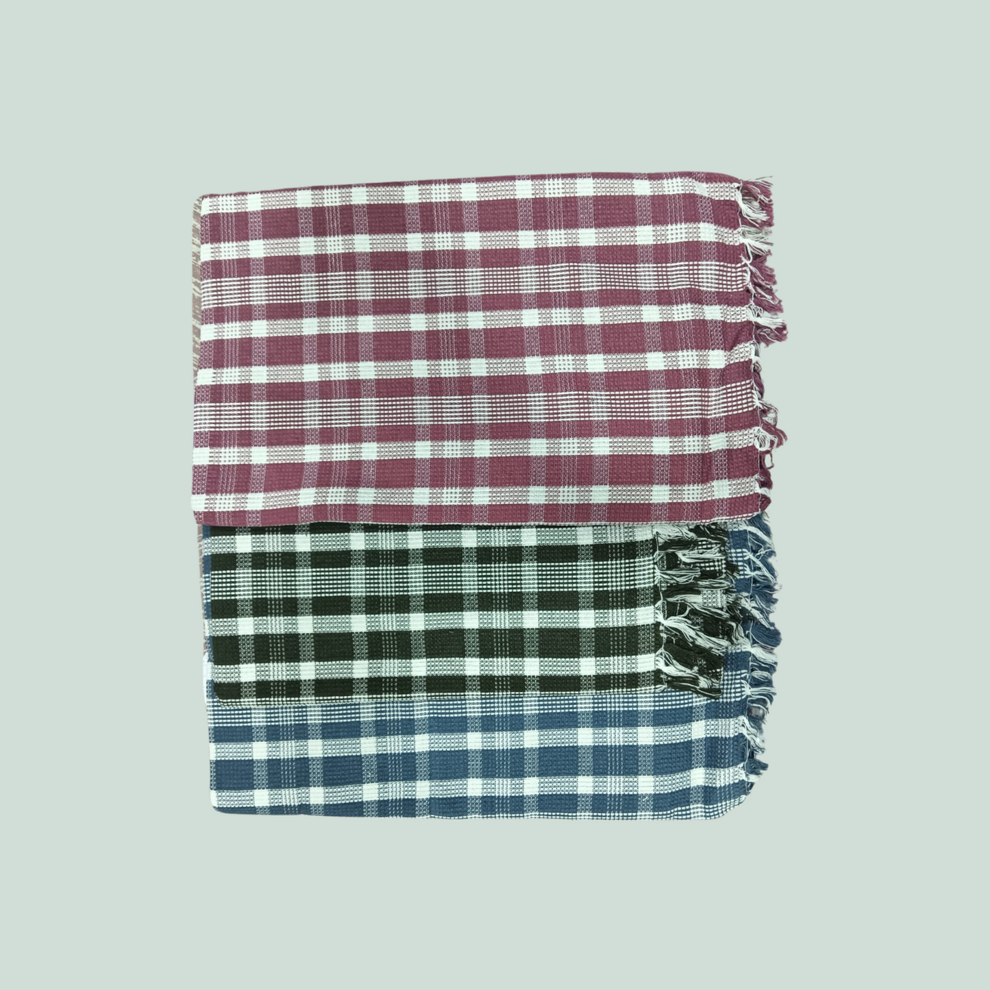 Premium Checks Cotton Bath Towels – 30x60 inches (Pack of 3)
