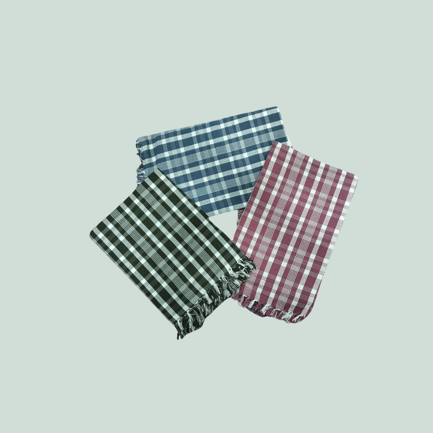 Premium Checks Cotton Bath Towels – 30x60 inches (Pack of 3)