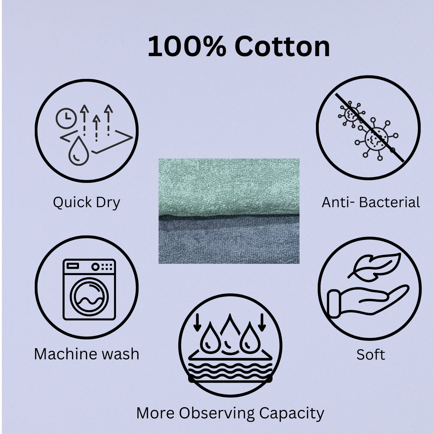 Luxury Cotton Bath Towel – Soft & Absorbent pack of 2( Grey & teal)