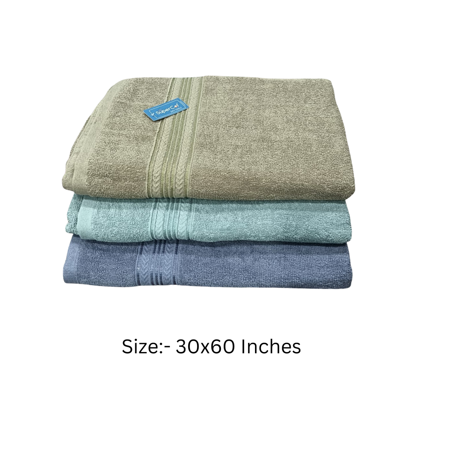 Luxury Cotton Bath Towel – Soft & Absorbent pack of 3(Gray,blue,teal)