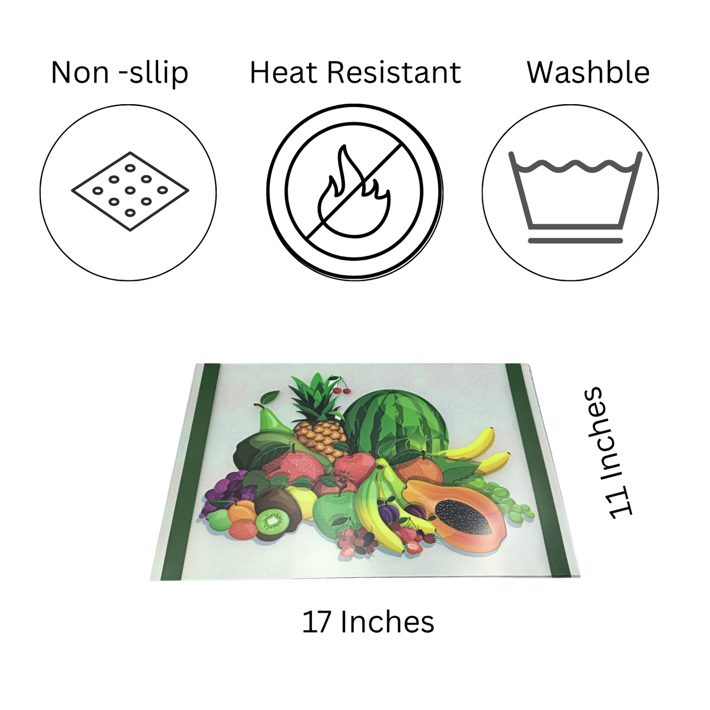 Fruit Print Dining Table Mats – Set of 6 | Waterproof & Easy Clean