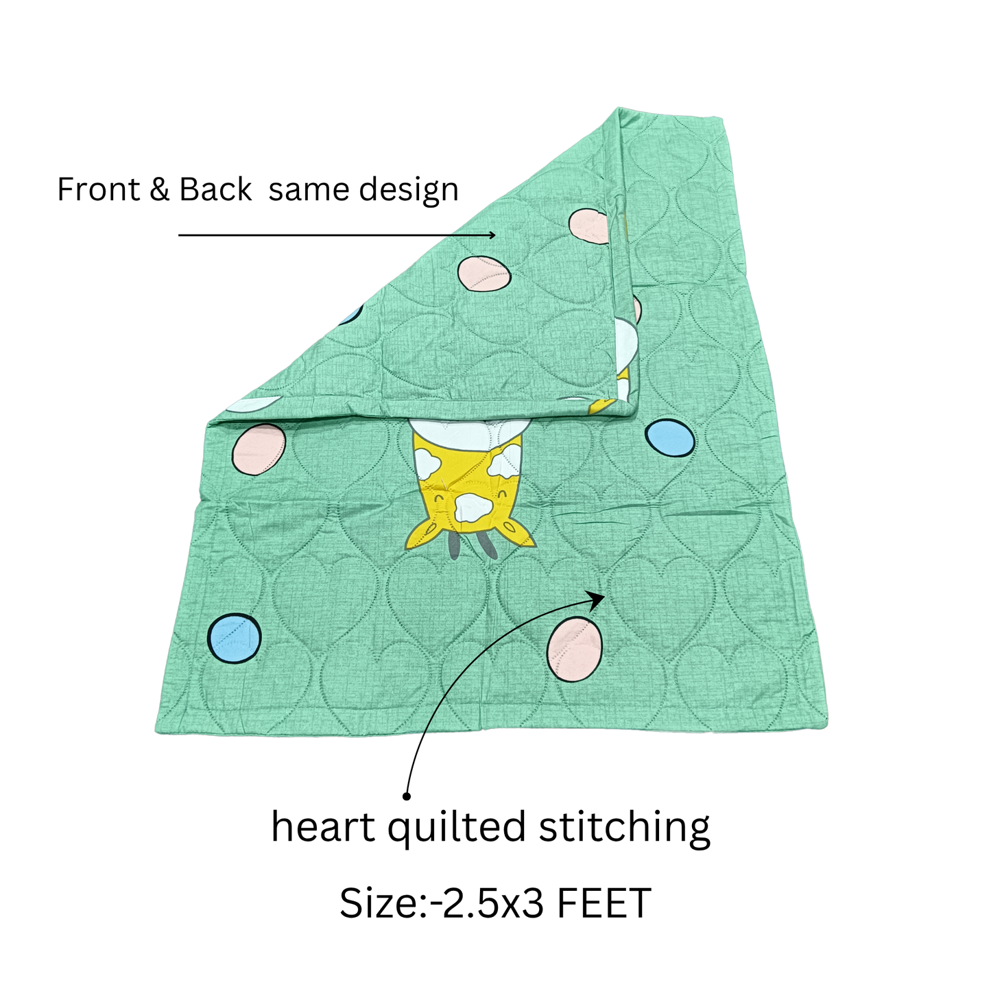Newborn Baby Cotton❤️ Quilted Bedding – Cute Prints (Size: 2.5 x 3 ft)