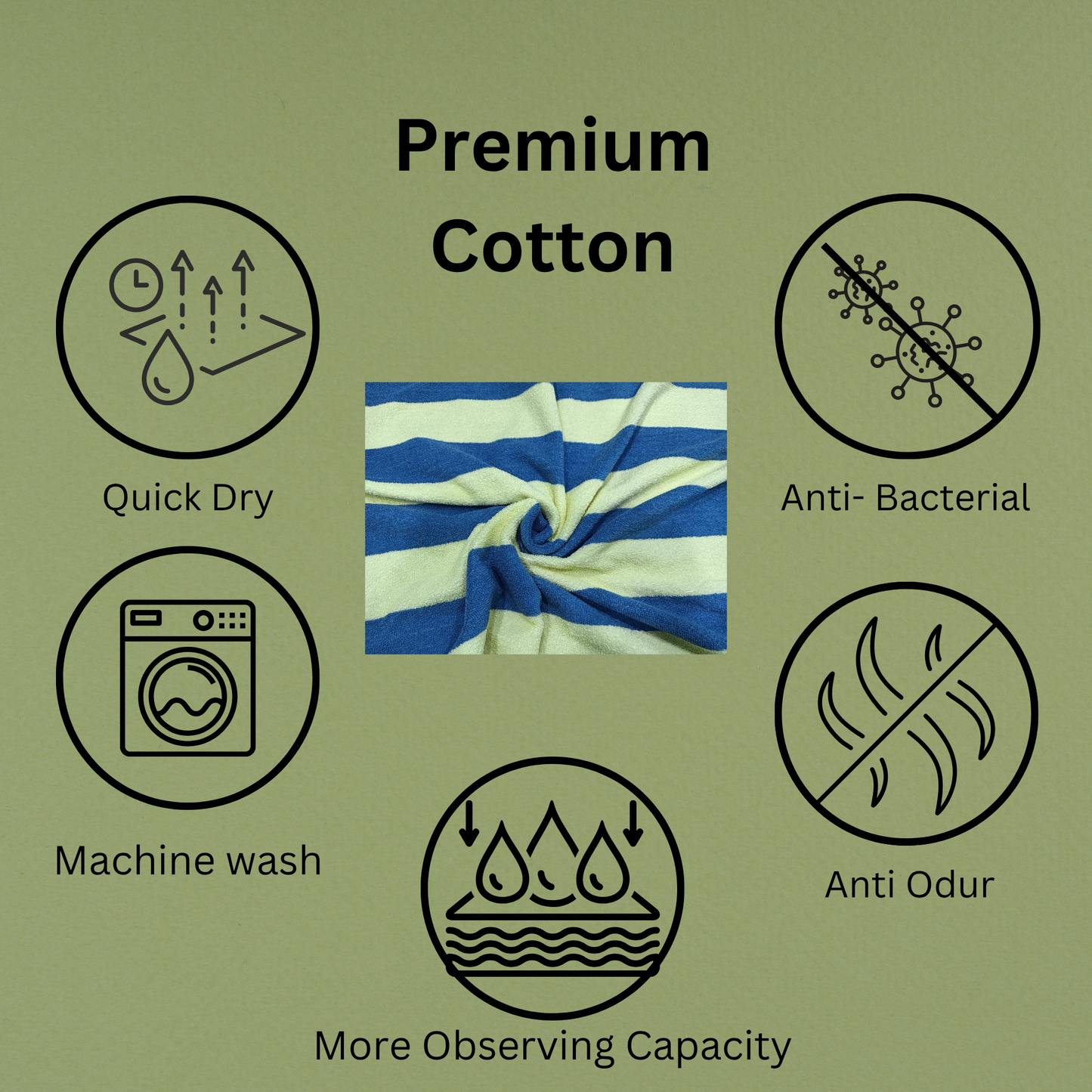 Premium Cotton Bath Towel – Striped, Soft & Absorbent