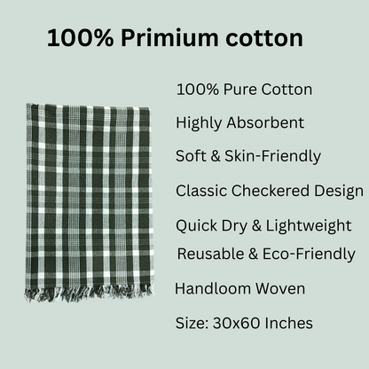 Premium Checks Cotton Bath Towels – 30x60 inches