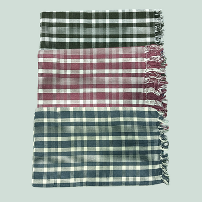 Premium Checks Cotton Bath Towels – 30x60 inches