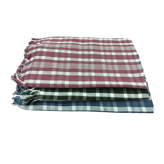Premium Checks Cotton Bath Towels – 30x60 inches (Pack of 3)