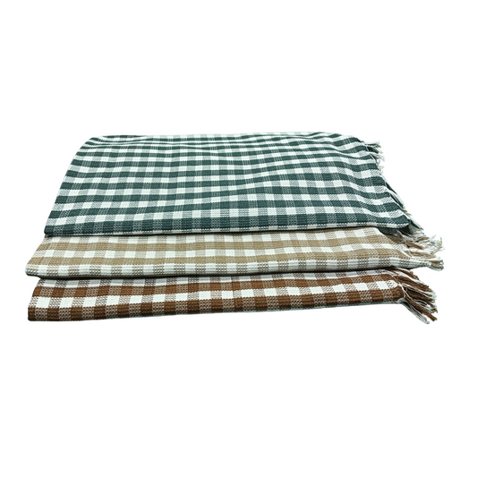 Premium Checkered Cotton Towel – 36" x 72" | Quick-Dry & Lightweight (pack of 3)