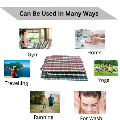 Premium Checks Cotton Bath Towels – 30x60 inches (Pack of 3)