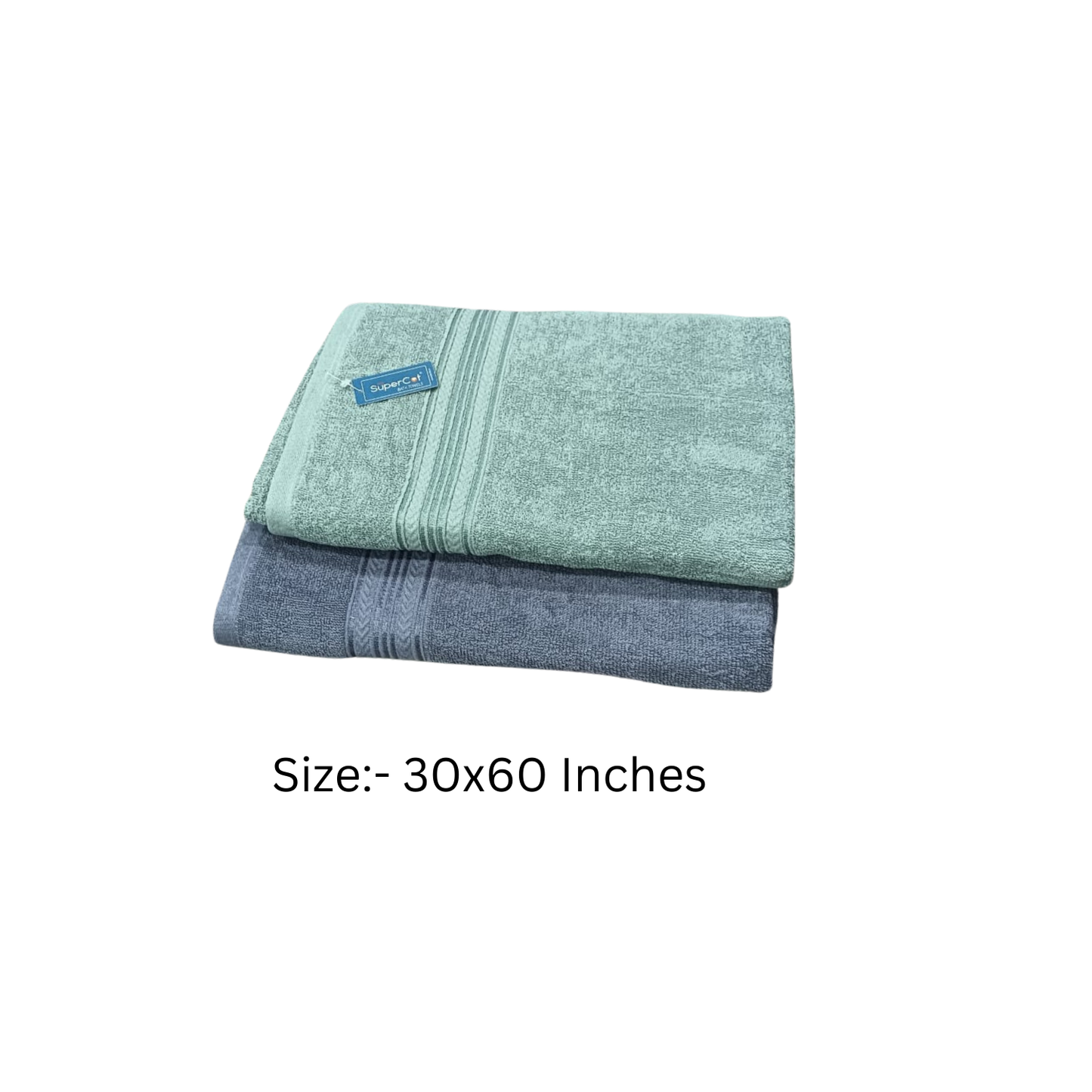 Luxury Cotton Bath Towel – Soft & Absorbent pack of 2( Grey & teal)