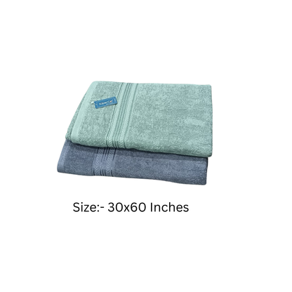 Luxury Cotton Bath Towel – Soft & Absorbent pack of 2( Grey & teal)