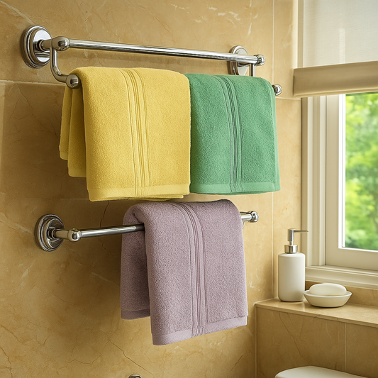 Luxury Cotton Bath Towel – Soft & Absorbent pack of 3(Gold, purpal, Green)