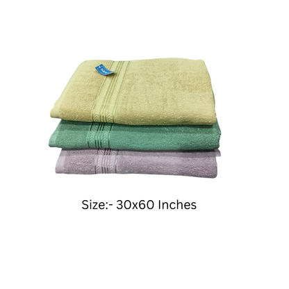 Luxury Cotton Bath Towel – Soft & Absorbent pack of 3(Gold, purpal, Green)