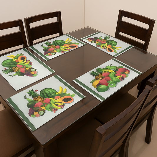 Fruit Print Dining Table Mats – Set of 6 | Waterproof & Easy Clean