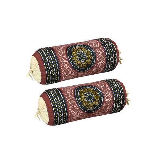 Premium Cotton Bolster with Traditional Printed Cover – Set of 2