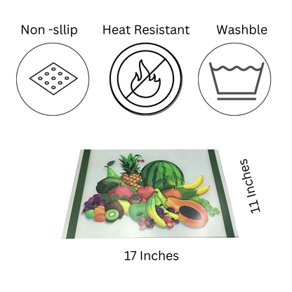 Fruit Print Dining Table Mats – Set of 6 | Waterproof & Easy Clean