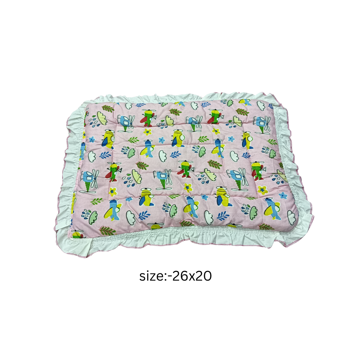 Soft Cotton Baby Bedding with Frill – Cartoon Print | Newborn Sleeping Mattress