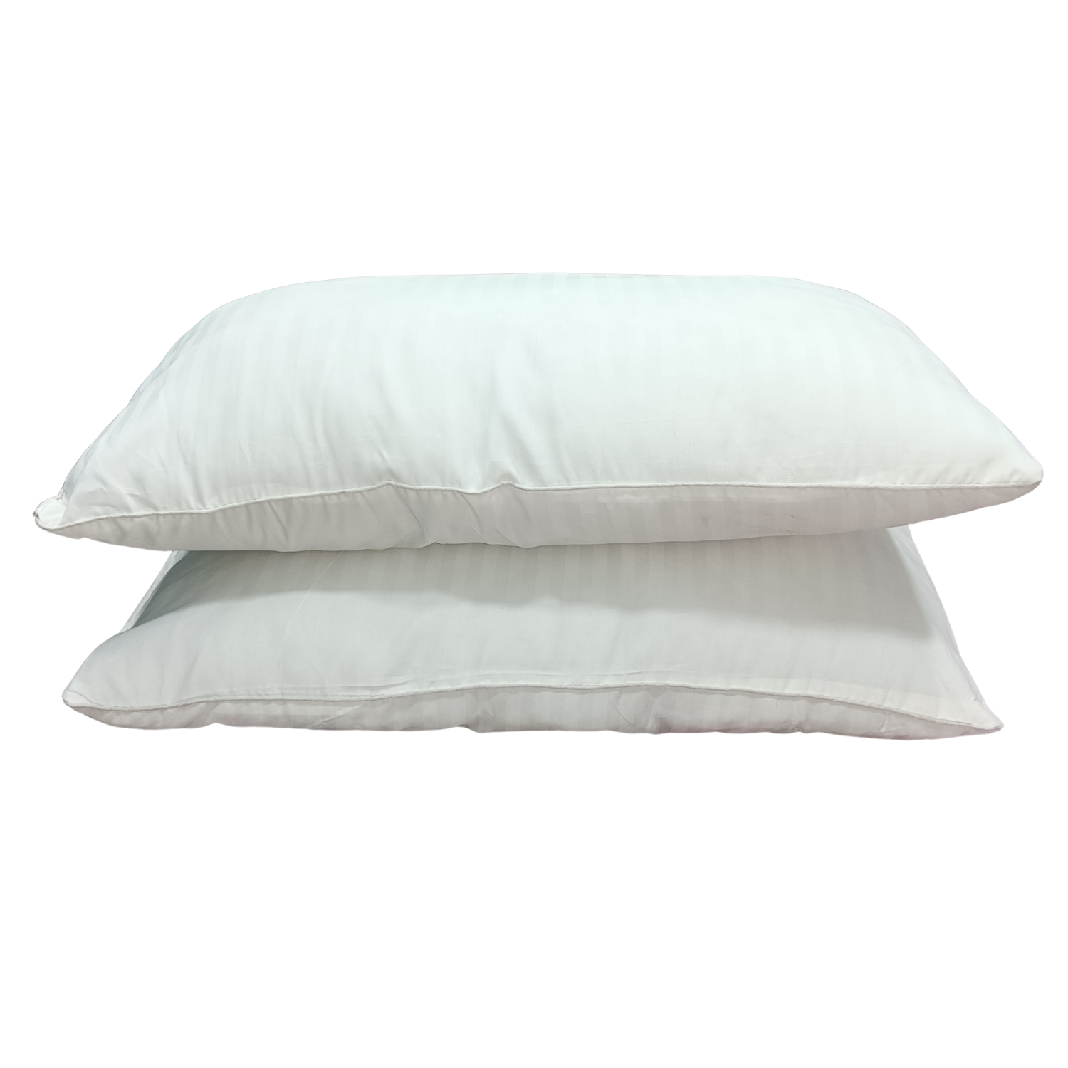 Two large white fiber-filled sleeping pillows