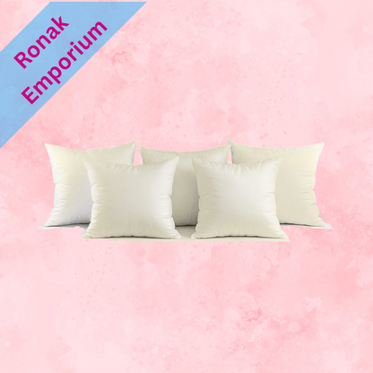 Set of 5 Microfiber Sofa Cushion Fillers – 16x16 Inch Soft & Washable (White)