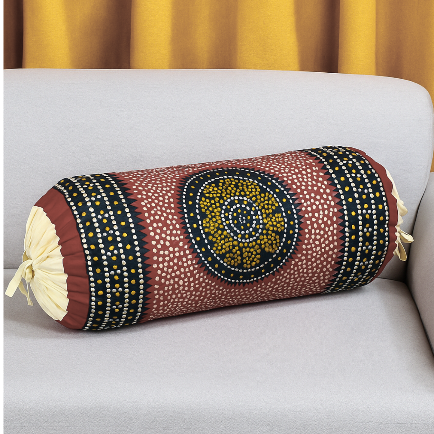 Cotton Bolster Cover Set – Traditional Design -Pair of 2(only cover)