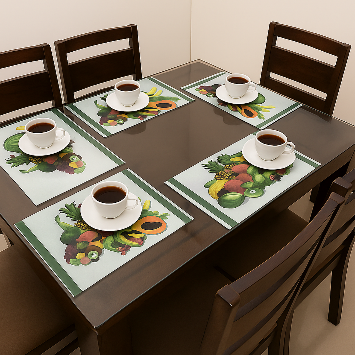 Fruit Print Dining Table Mats – Set of 6 | Waterproof & Easy Clean