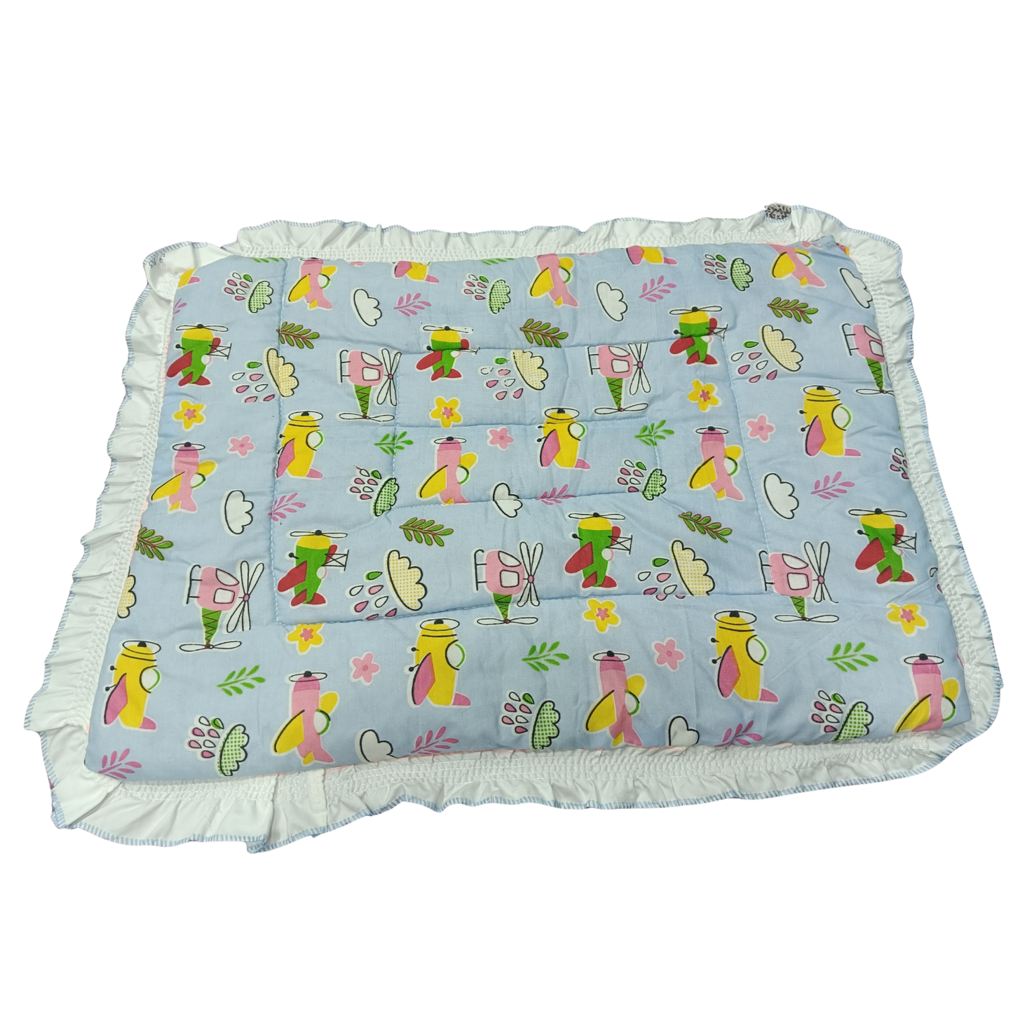 Soft Cotton Baby Bedding with Frill – Cartoon Print | Newborn Sleeping Mattress