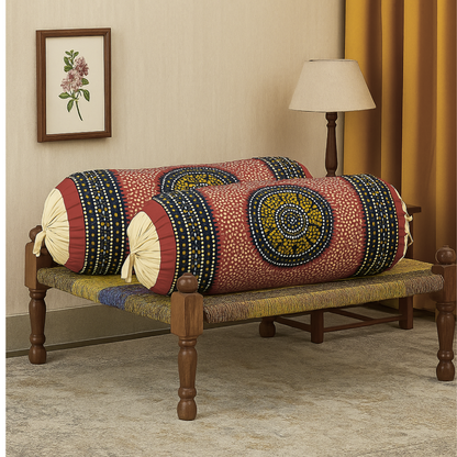 Cotton Bolster Cover Set – Traditional Design -Pair of 2(only cover)