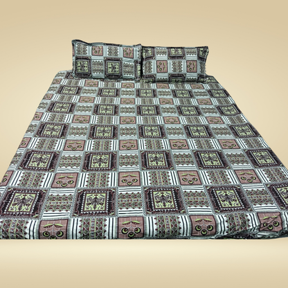 Premium Cotton Fitted Bedsheet with 2 Pillow Covers – King Size