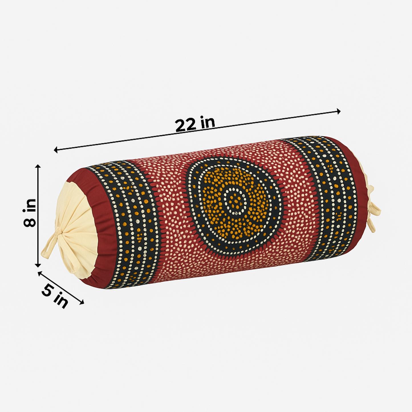 Premium Cotton Bolster with Traditional Printed Cover – Set of 2