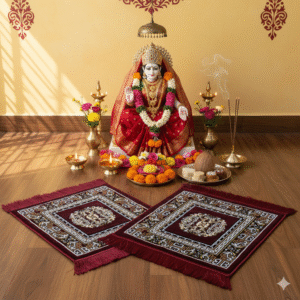 Velvet Designer Puja Assan/mat (No of 2) maroon