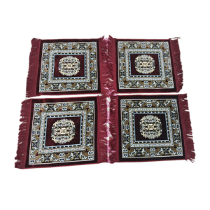 Velvet Designer Puja Assan/mat (No of 4) maroon