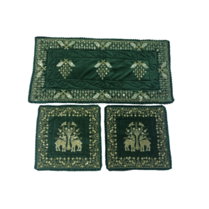 Velvet Rajwadi Assan & Patto Set for Pooja | Premium Embroidered Velvet Prayer Mats (Set of 3)