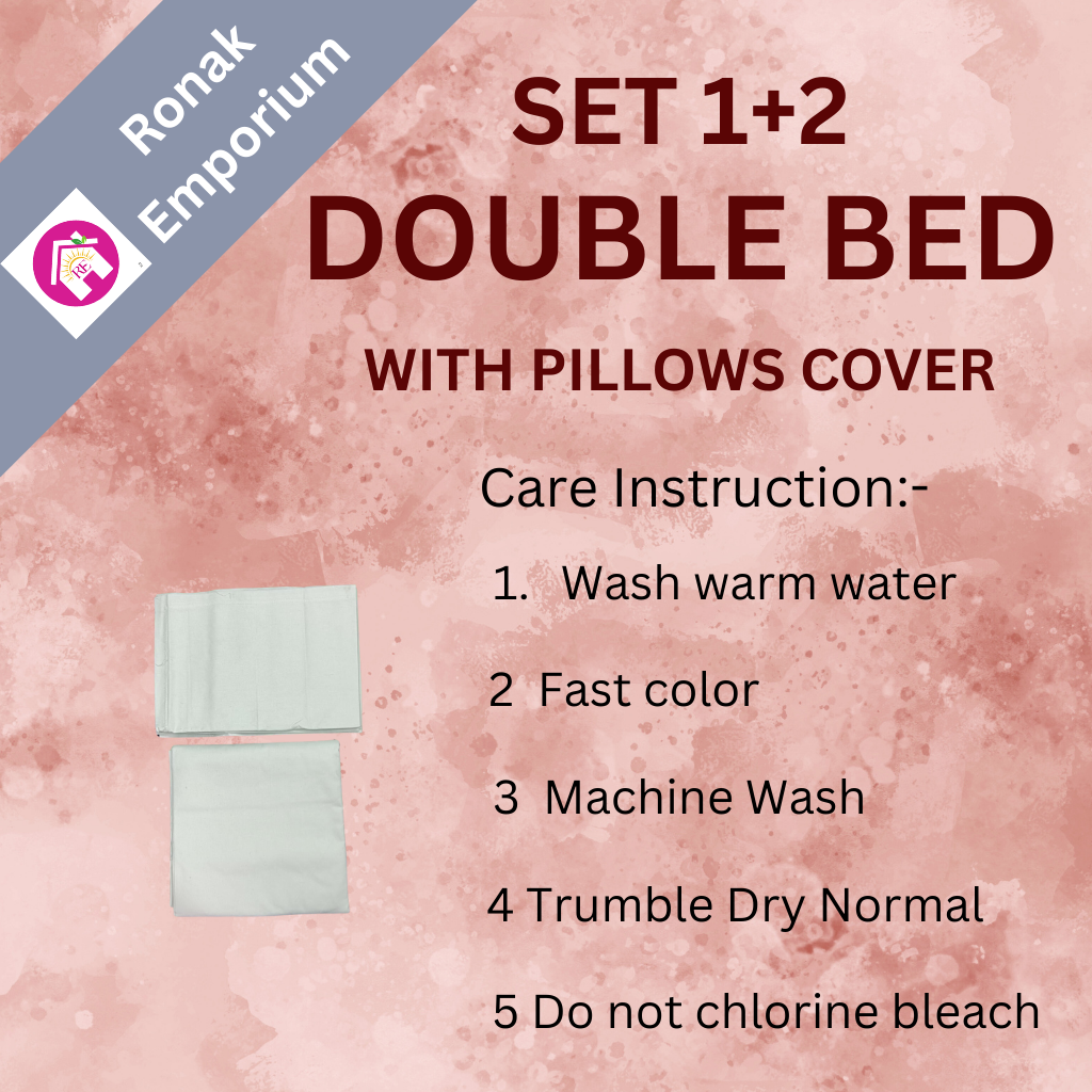 White Cotton Double Bedsheet with 2 Pillow Covers – Wedding Special (6×6.5 ft) - Image 3